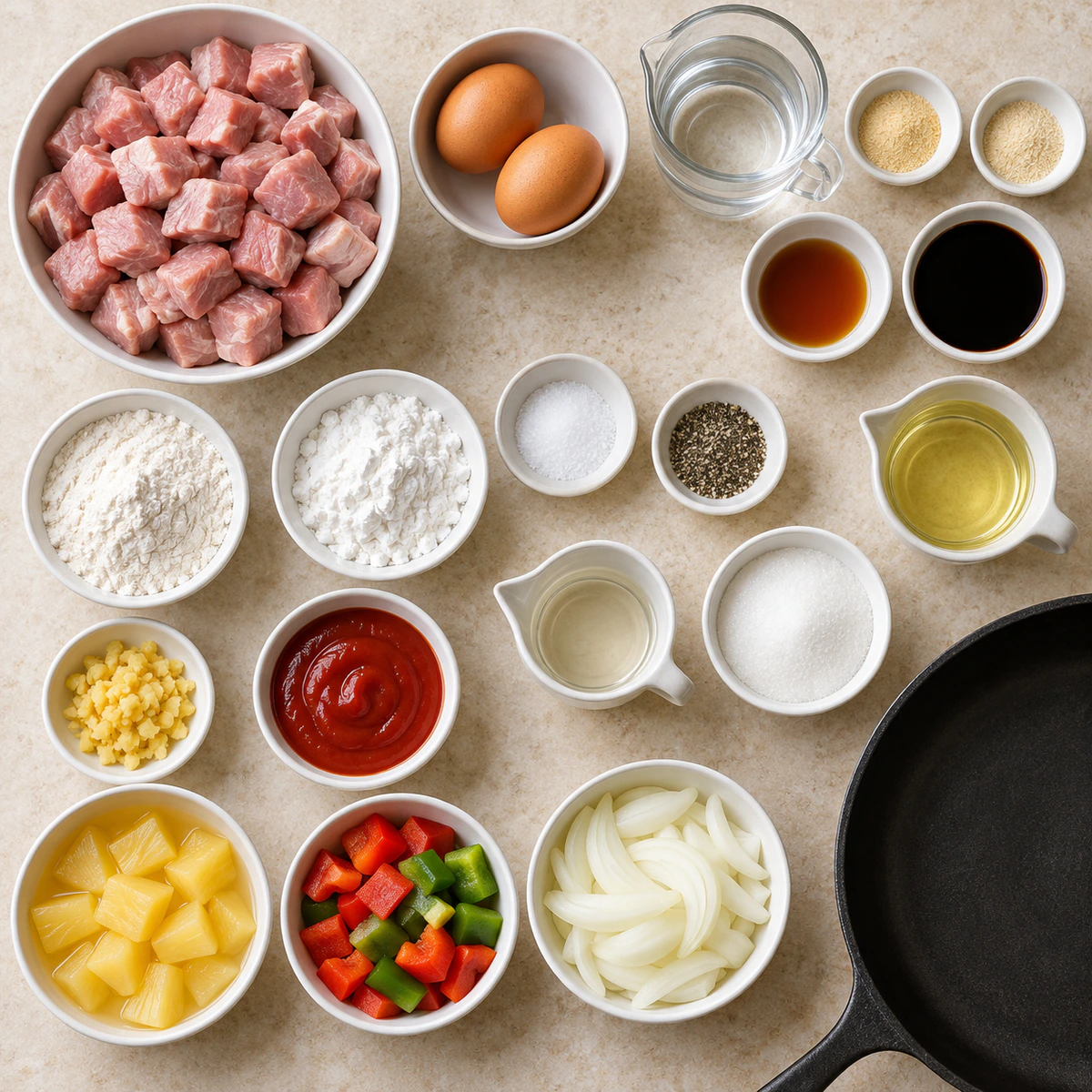 Exact measured ingredients for Crispy Sweet and Sour Pork