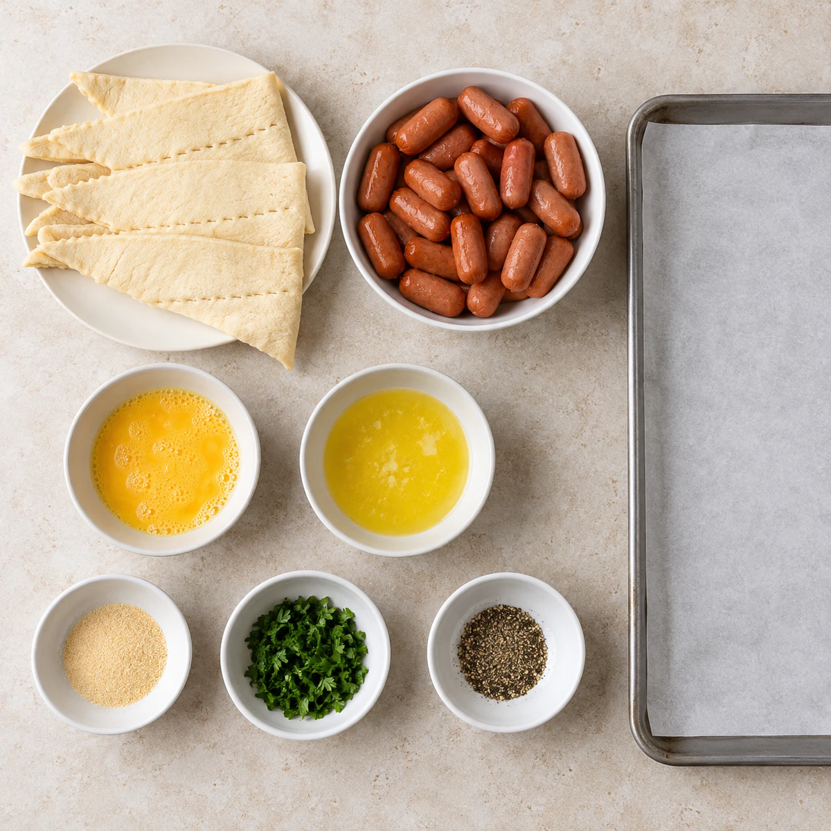 Exact measured ingredients for Pigs in a Blanket