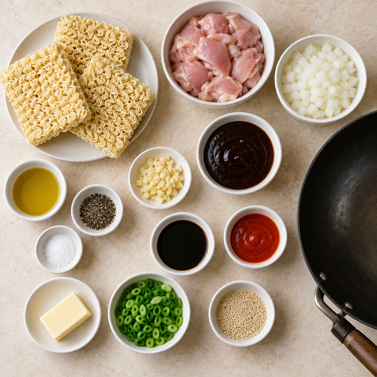 Exact measured ingredients for Stir Fry Japanese BBQ Ramen Noodles