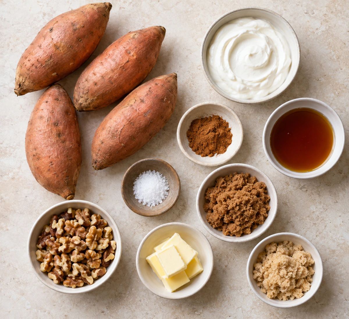 Exact measured ingredients for Maple Walnut Twice-Baked Sweet Potatoes