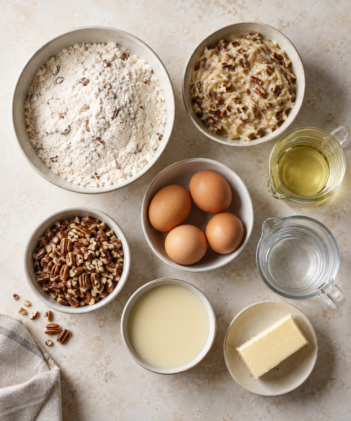 Exact measured ingredients for Southern Pecan Praline Cake