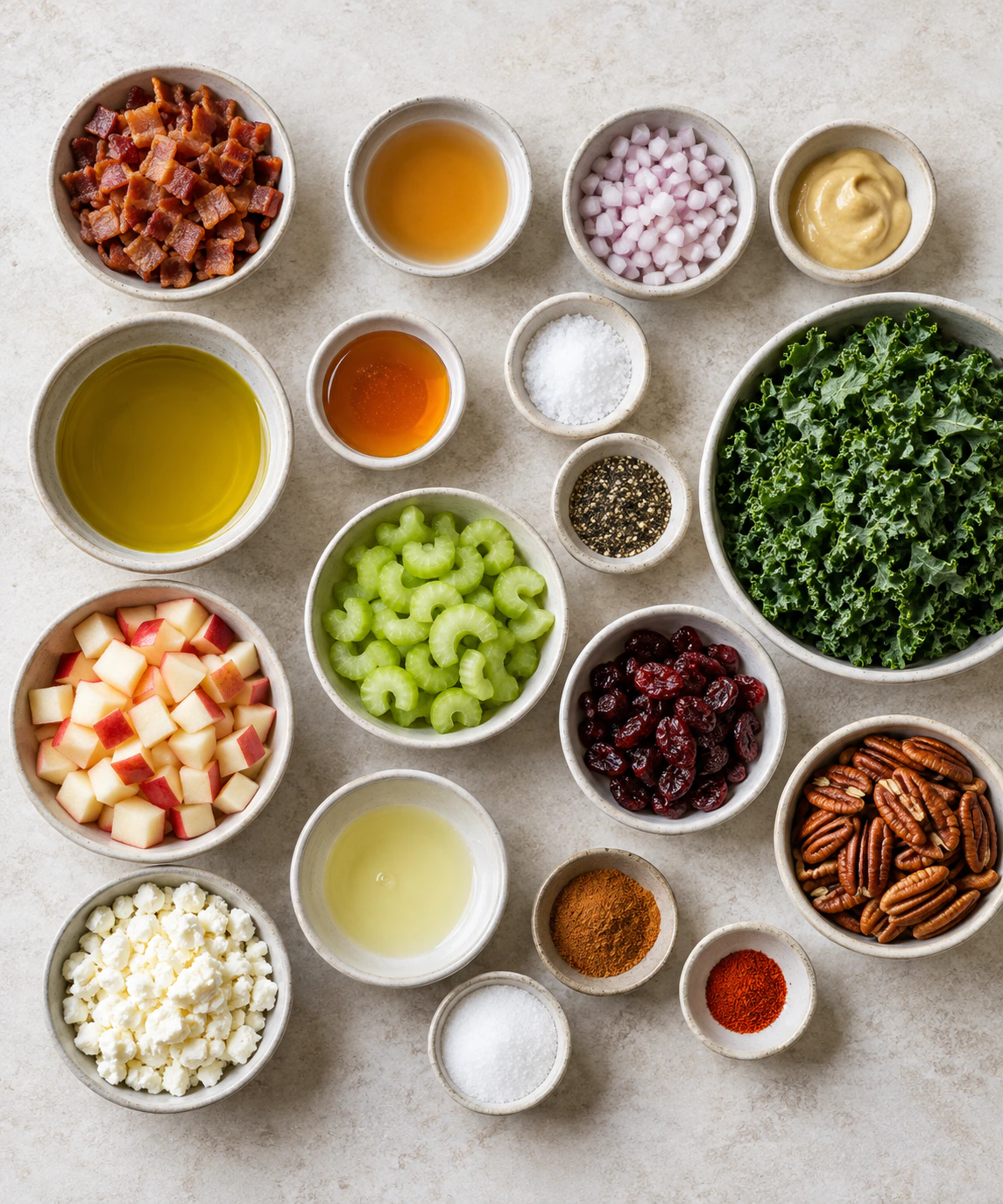 Exact measured ingredients for Apple Cranberry Pecan Salad