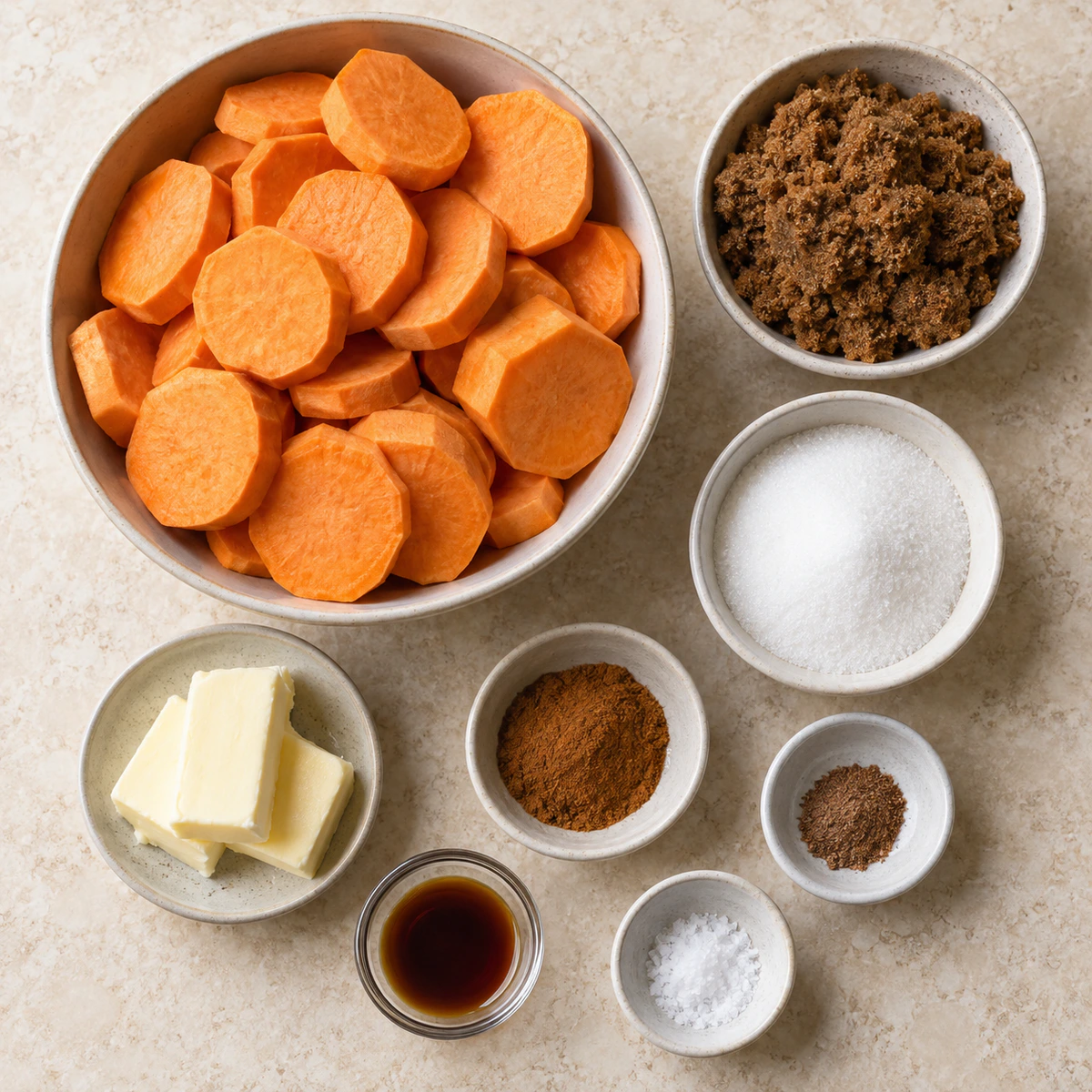Exact measured ingredients for Candied Yams with Warm Spices