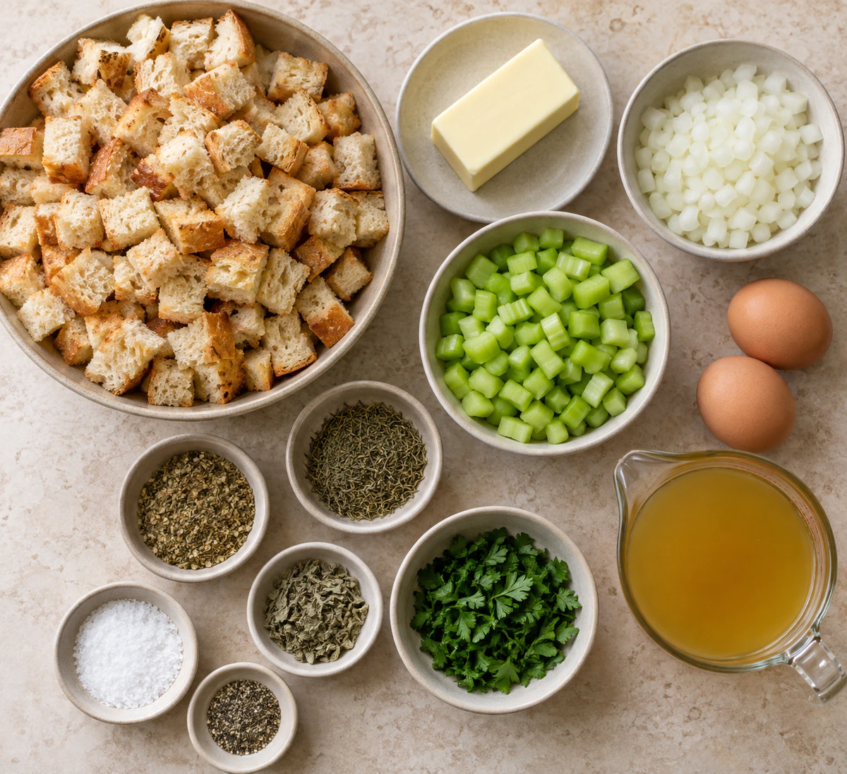 Exact measured ingredients for Grandma’s Thanksgiving Stuffing