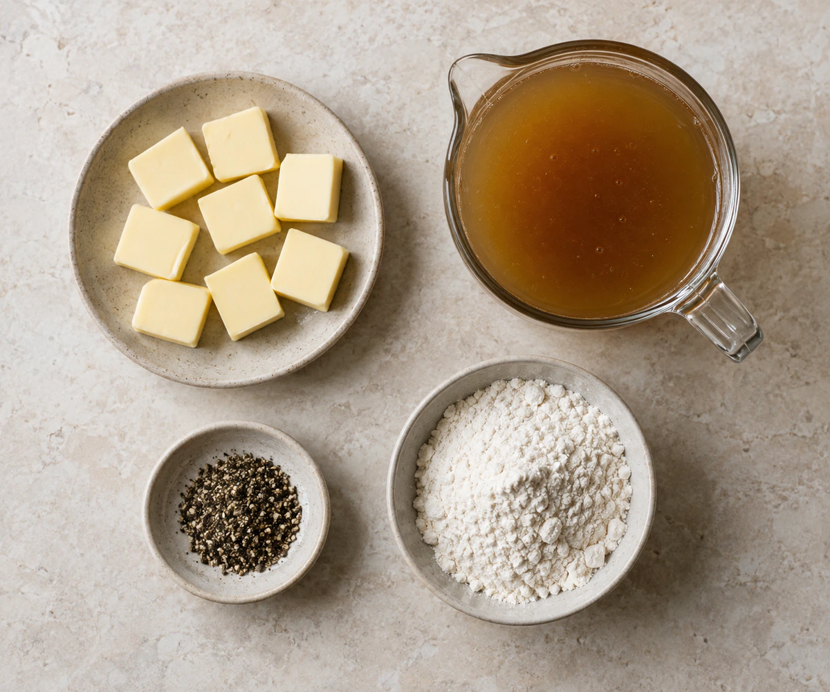 Exact measured ingredients for Perfect Turkey Gravy