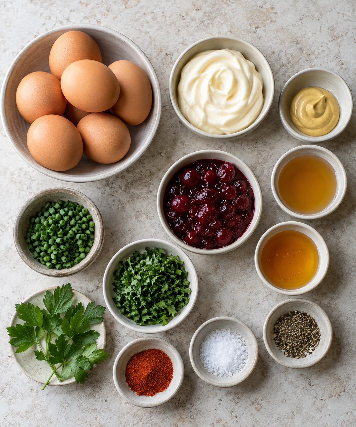 Exact measured ingredients for Harvest Cranberry Deviled Eggs