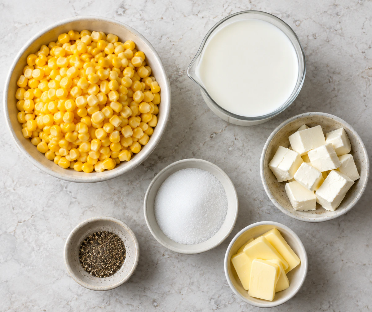 Exact measured ingredients for Slow Cooker Creamed Corn