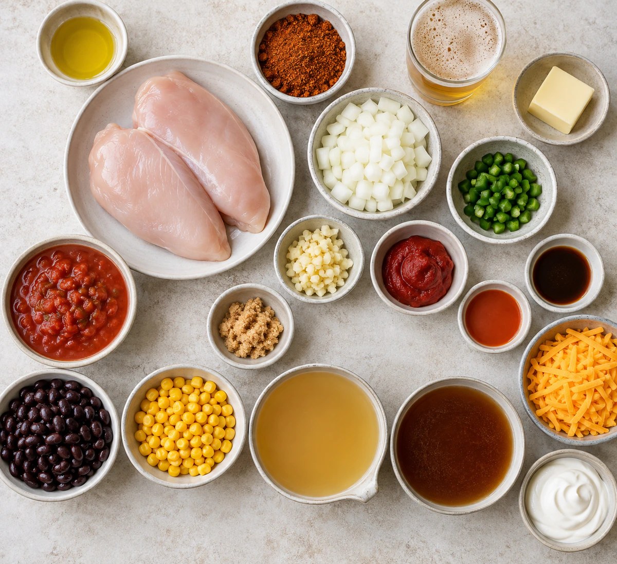 Exact measured ingredients for Chicken Taco Soup