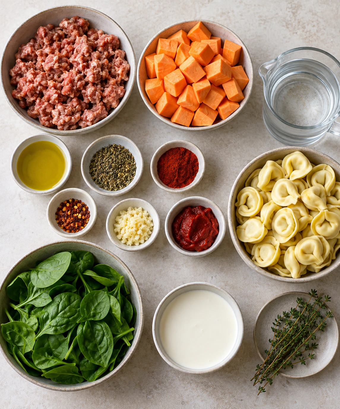 Exact measured ingredients for Creamy Sausage Tortellini Soup
