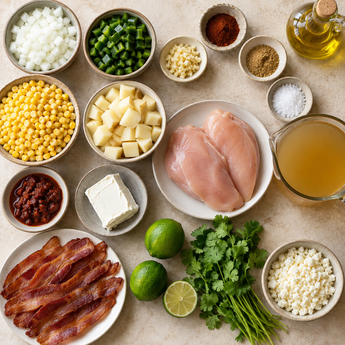 Exact measured ingredients for Slow Cooker Mexican Street Corn Soup