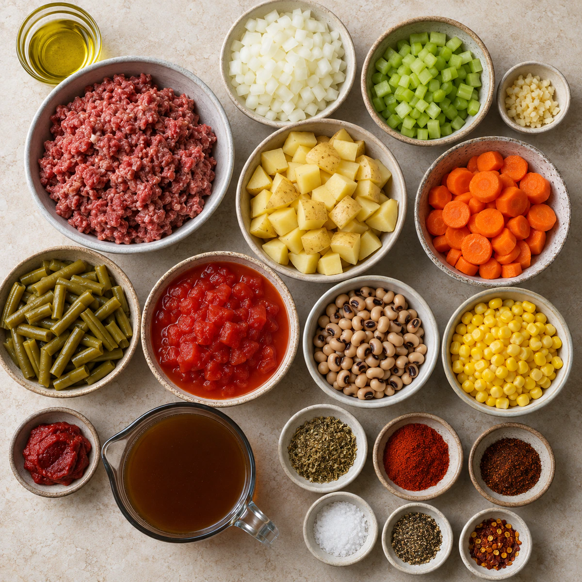 Exact measured ingredients for Cowboy Soup