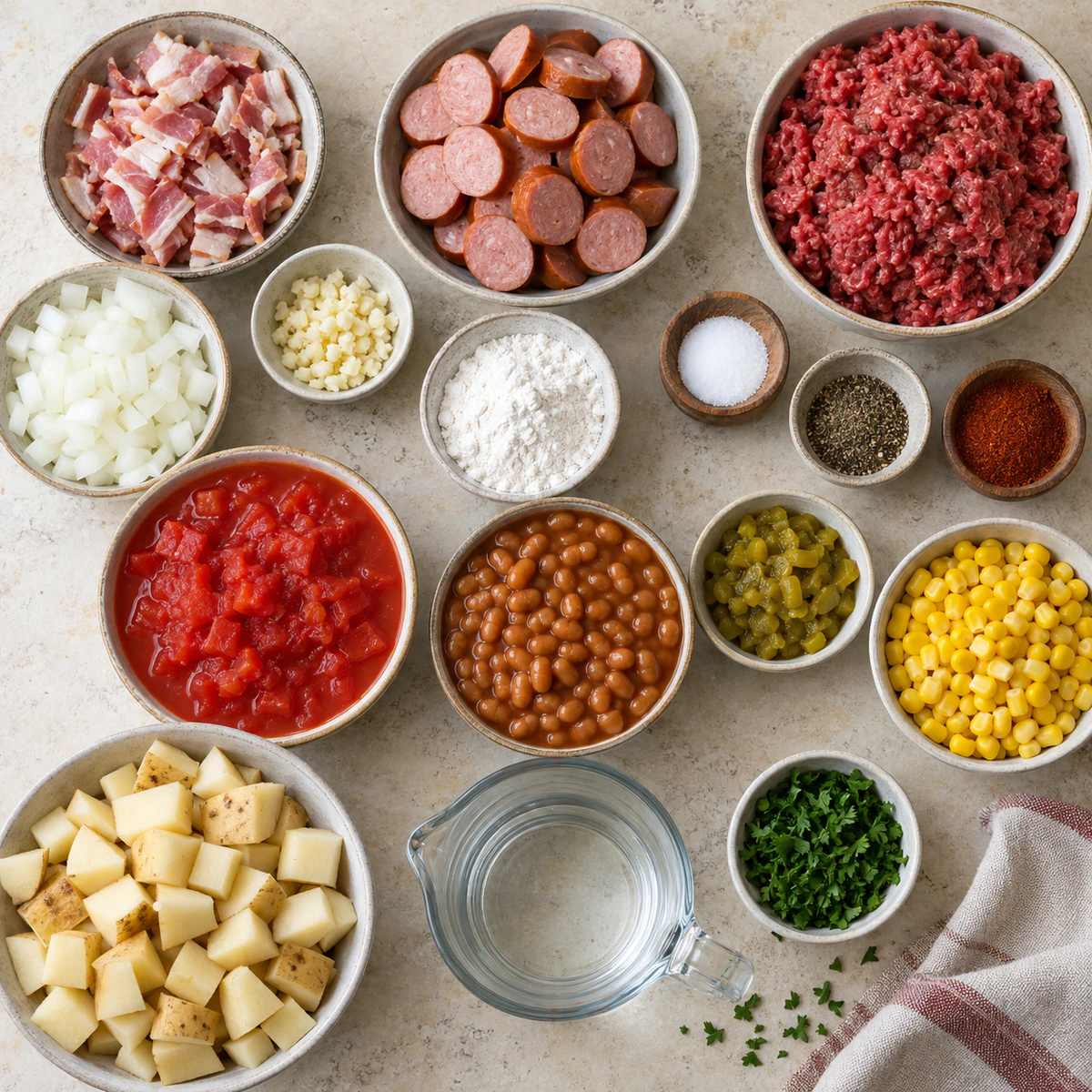 Exact measured ingredients for Cowboy Stew