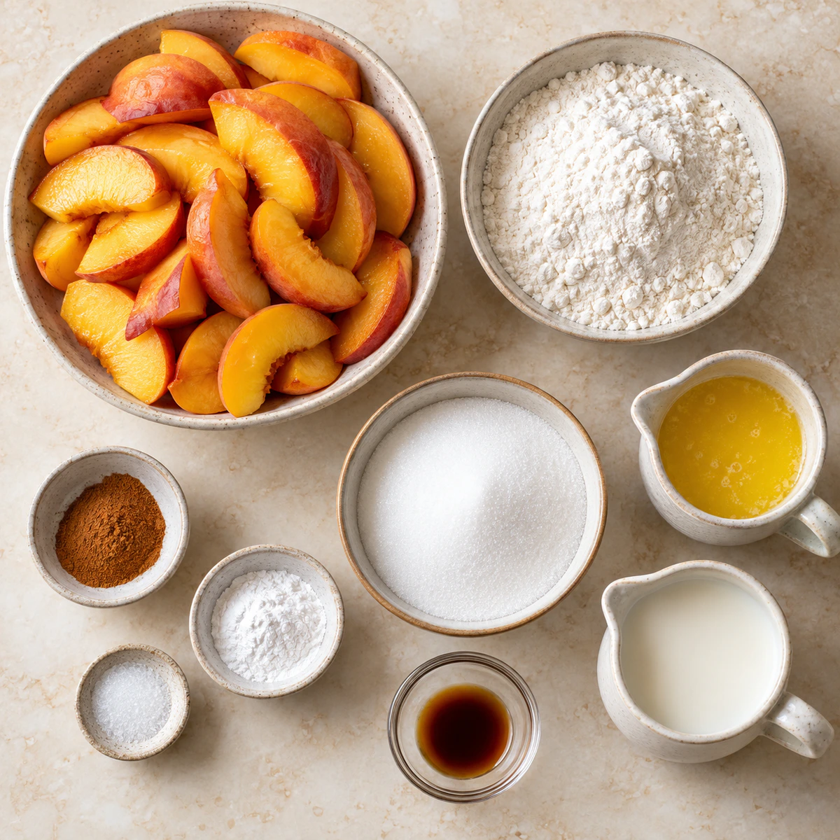 Exact measured ingredients for Peach Cobbler