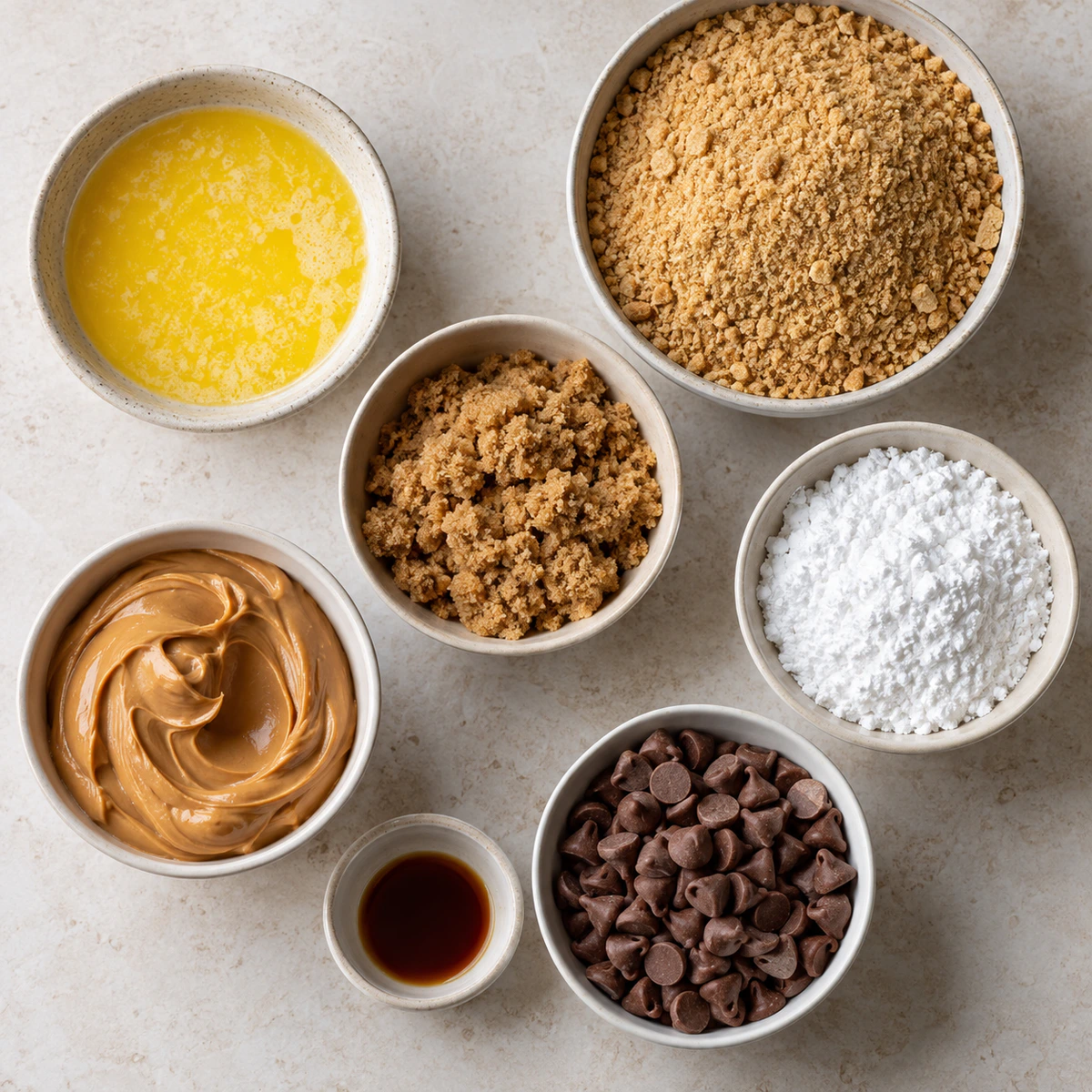Exact measured ingredients for Reese's Peanut Butter No-Bake Bars