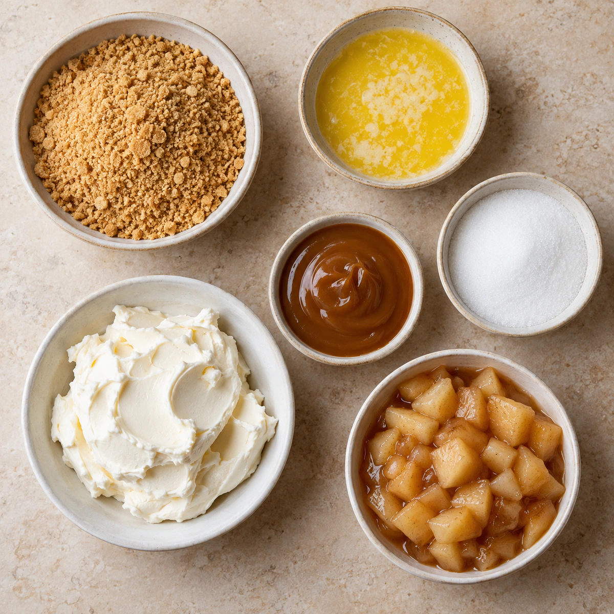 Exact measured ingredients for Salted Caramel Apple Cheesecake Squares