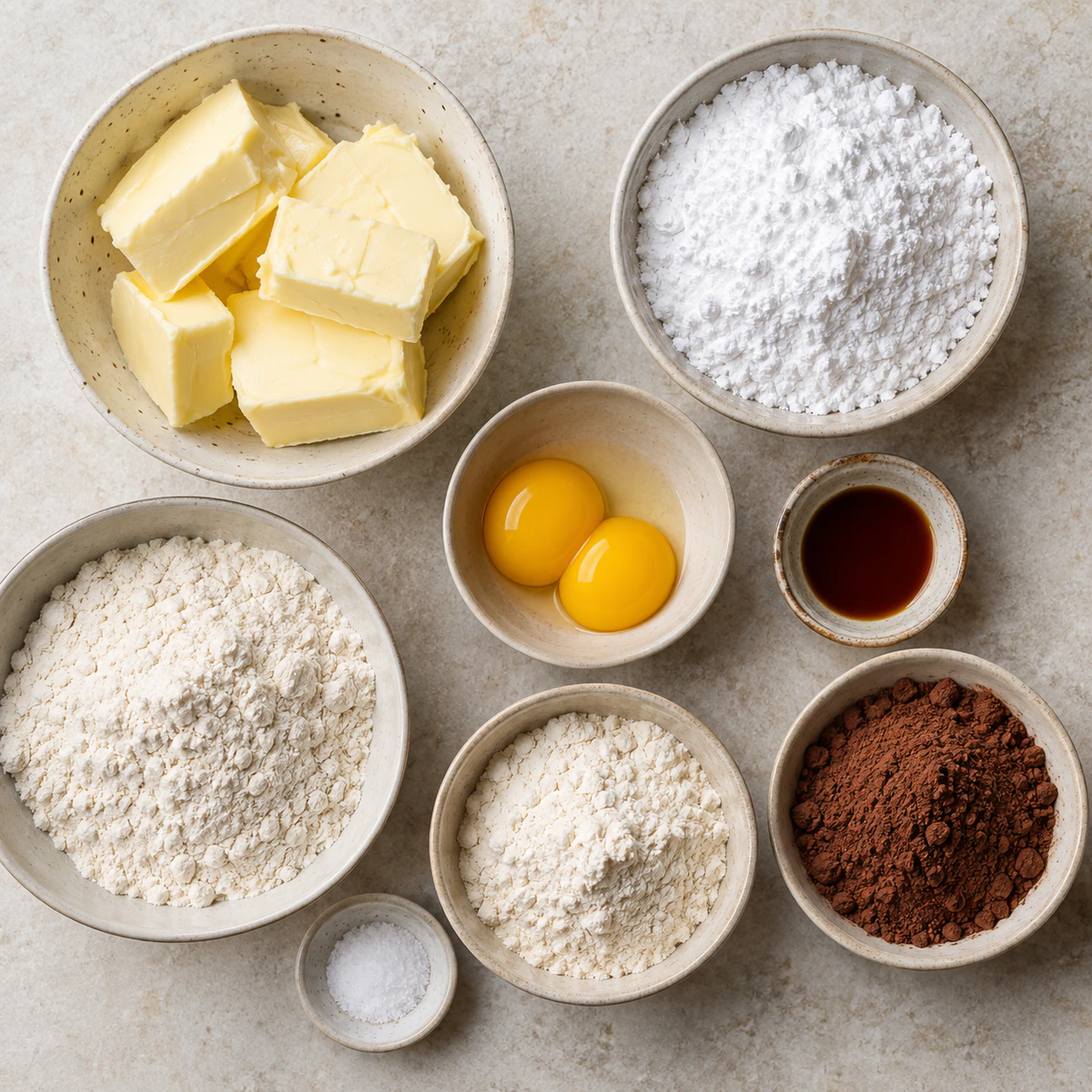 Exact measured ingredients for Christmas Butter Swirl Cookies
