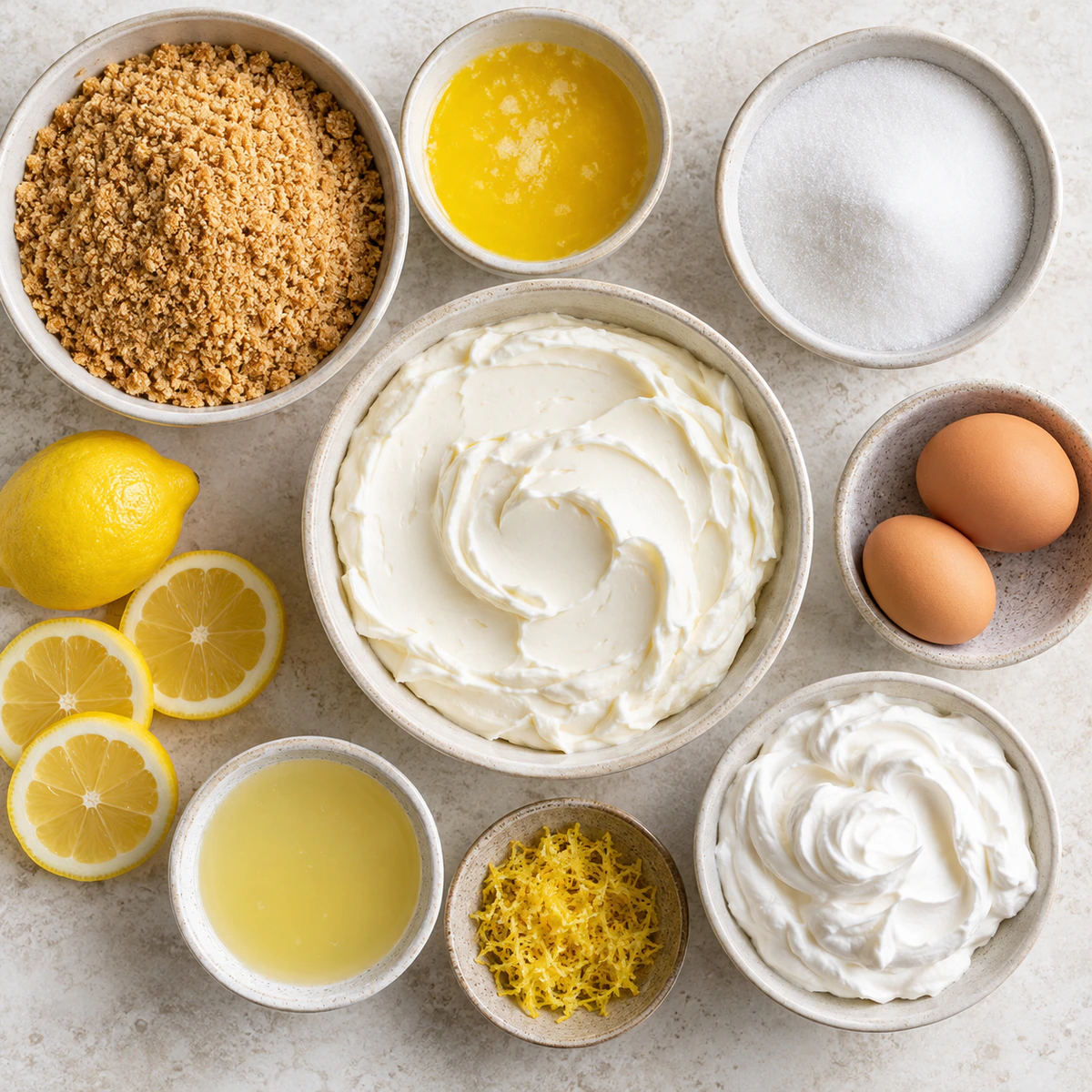 Exact measured ingredients for Luscious Lemon Cheesecake