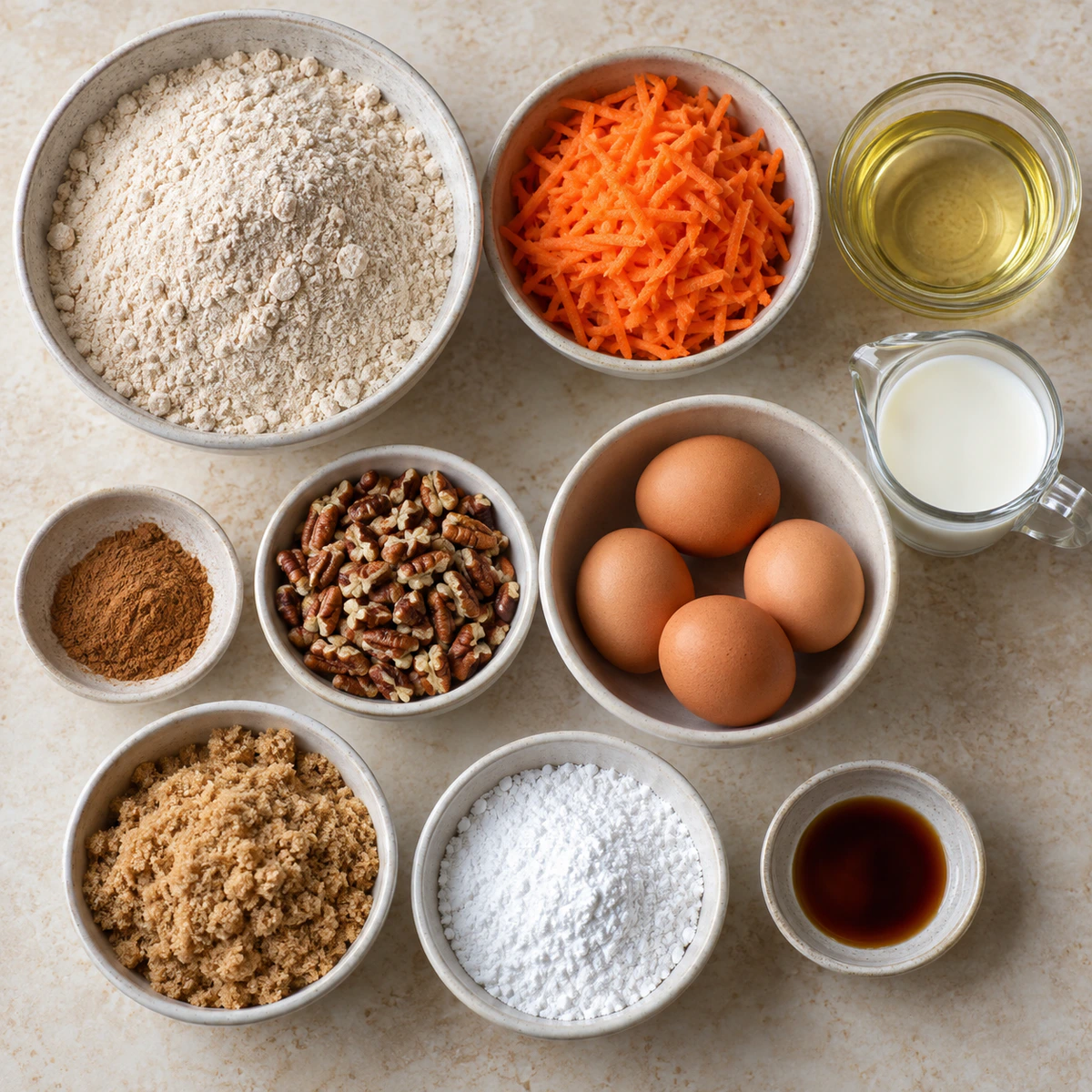 Exact measured ingredients for Carrot Cake Honey Bun