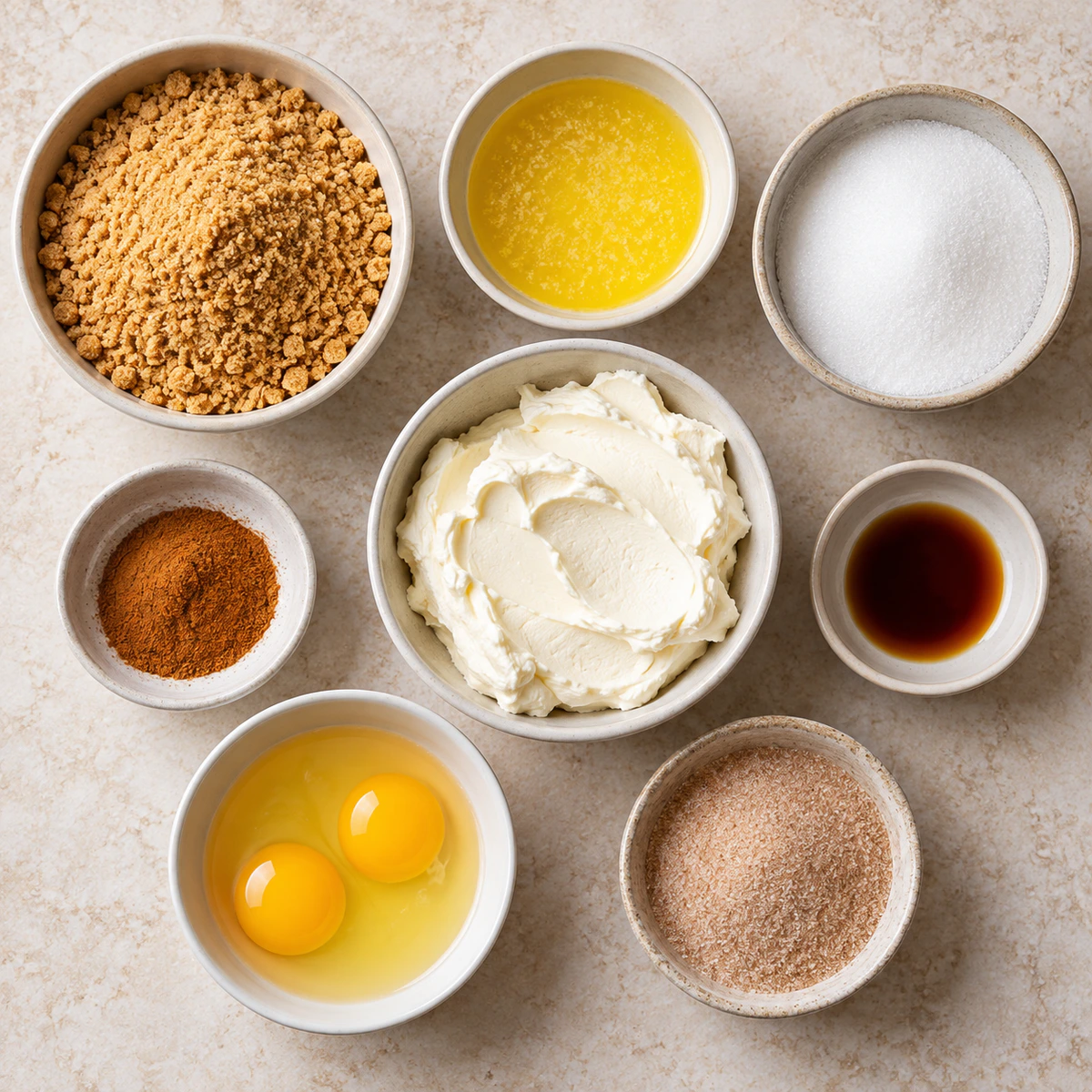 Exact measured ingredients for Cinnamon Churro Cheesecake Bars
