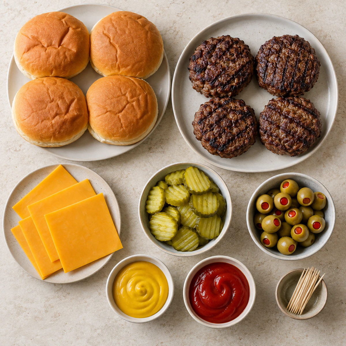 Exact measured ingredients for Monster Burgers for Halloween