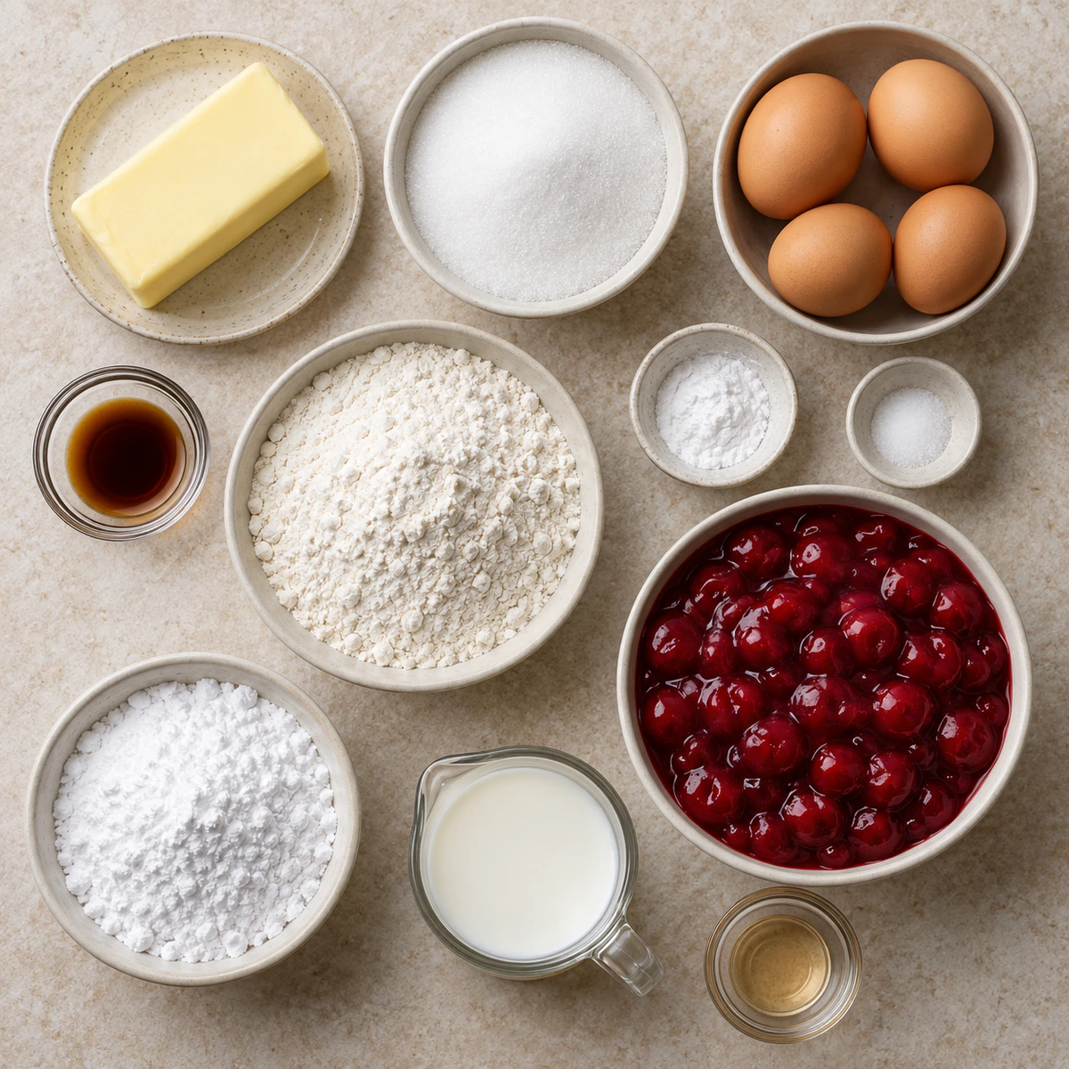 Exact measured ingredients for Christmas Cherry Bars