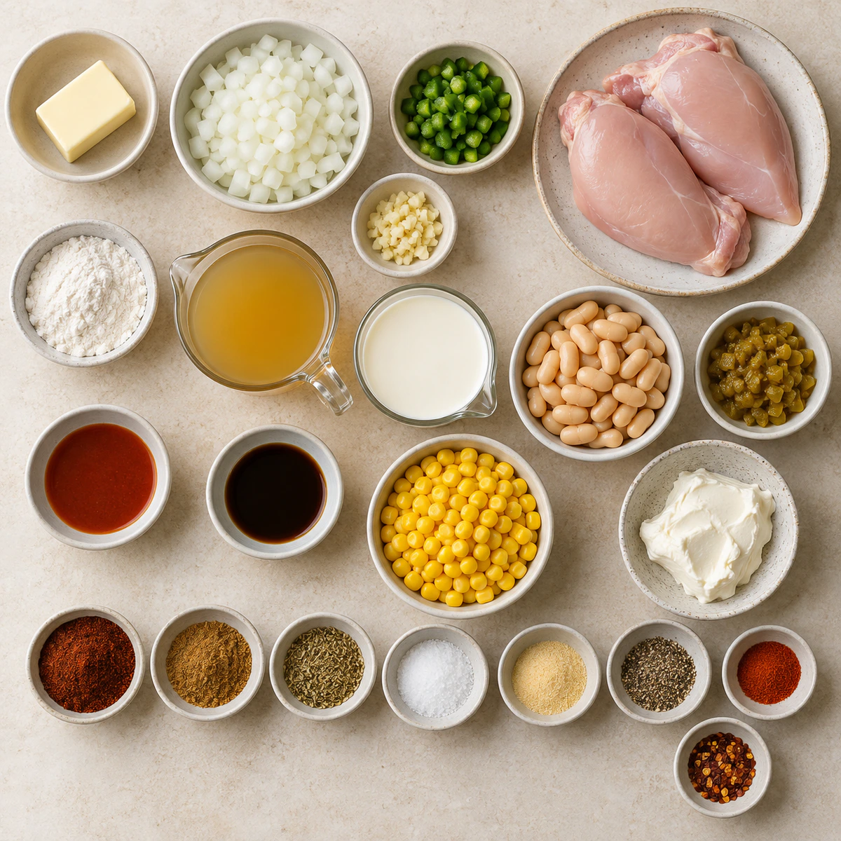 Exact measured ingredients for White Chicken Chili