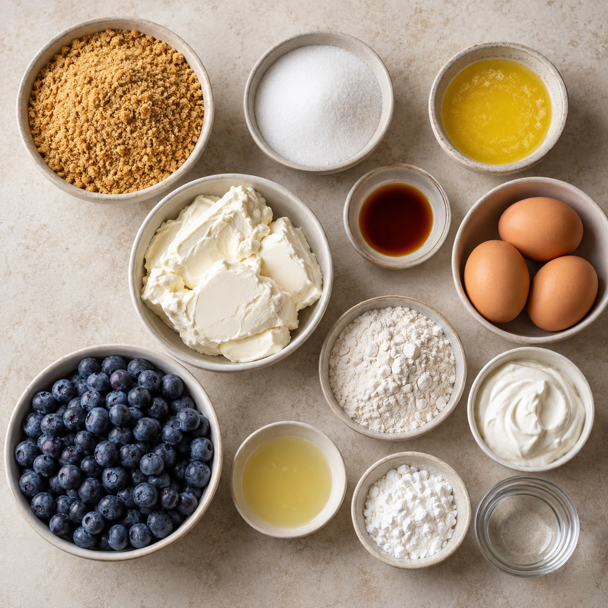 Exact measured ingredients for Blueberry Compote Cheesecake