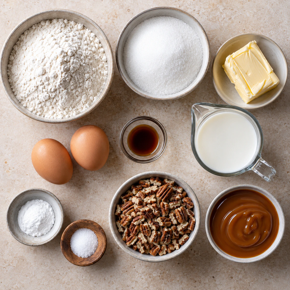 Exact measured ingredients for Caramel Pecan Cupcakes