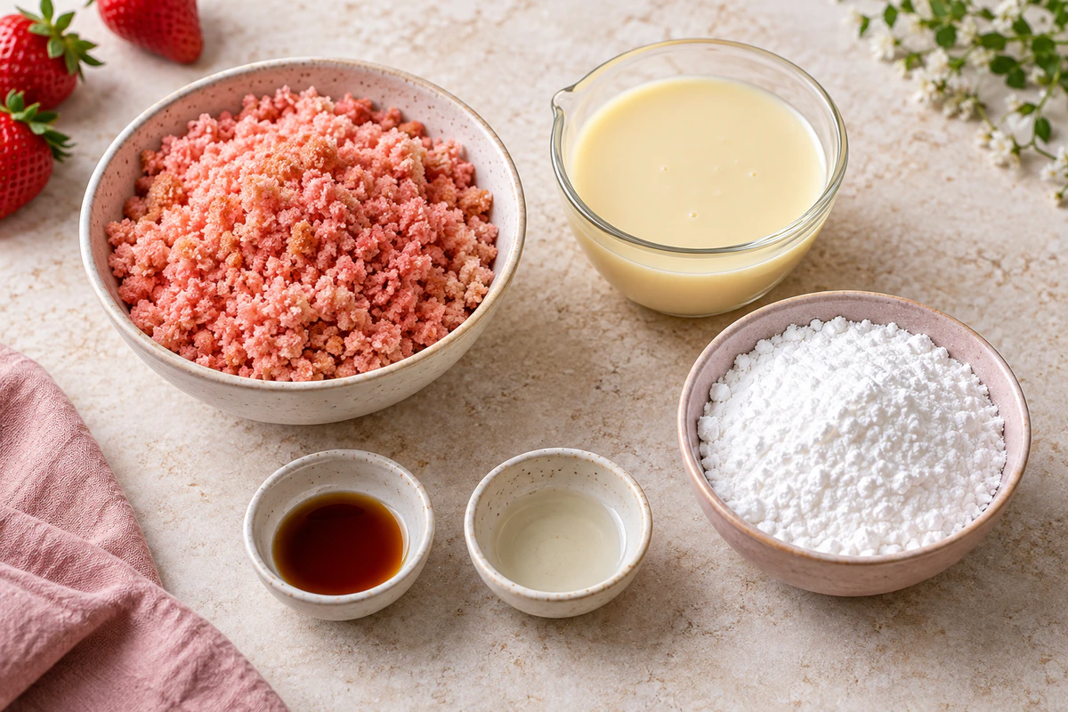 Exact measured ingredients for Strawberry Dream Truffles
