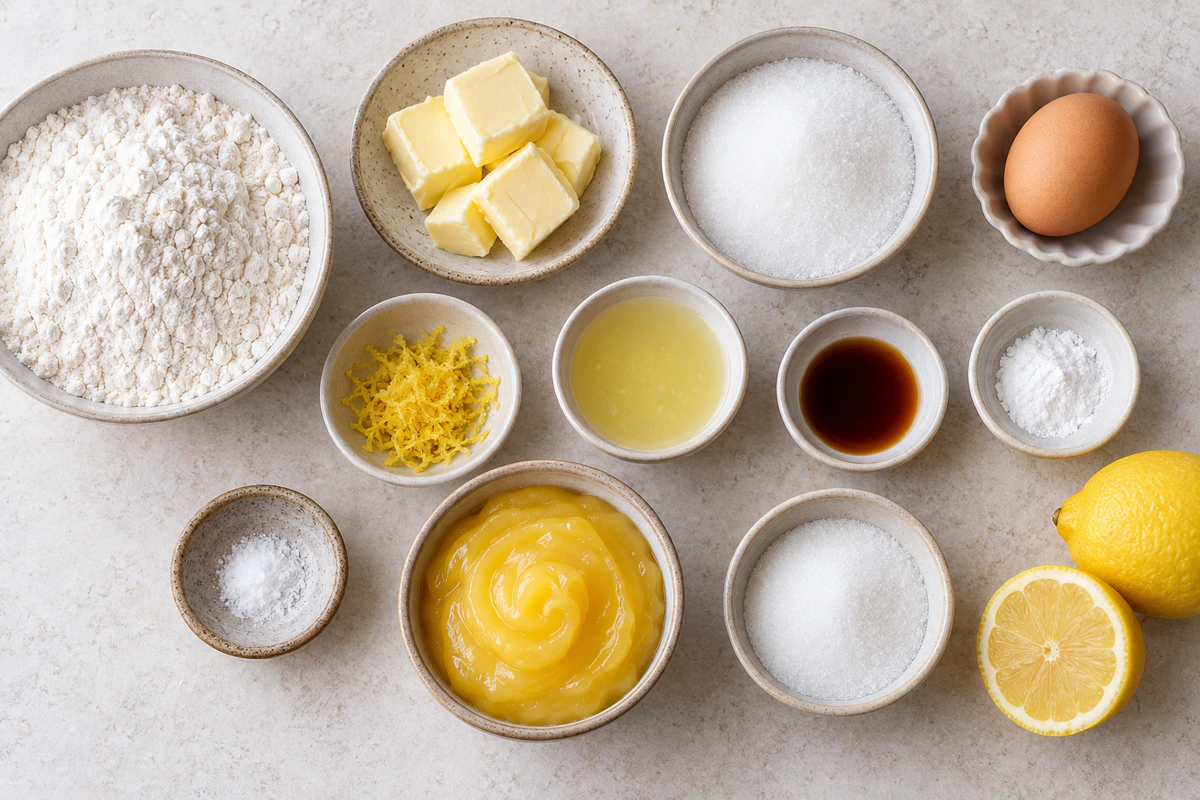 Exact measured ingredients for Lemon Curd Crème Brûlée Cookies