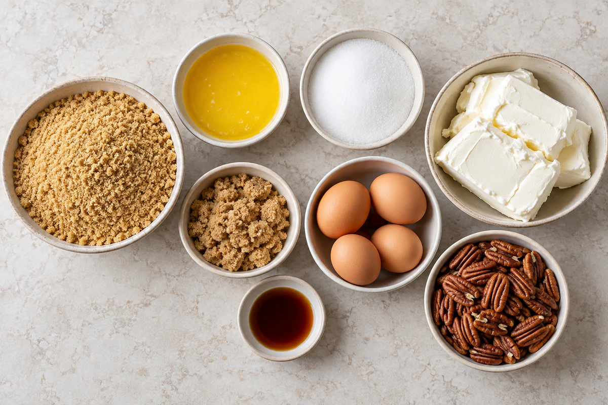 Exact measured ingredients for Pecan Pie Cheesecake