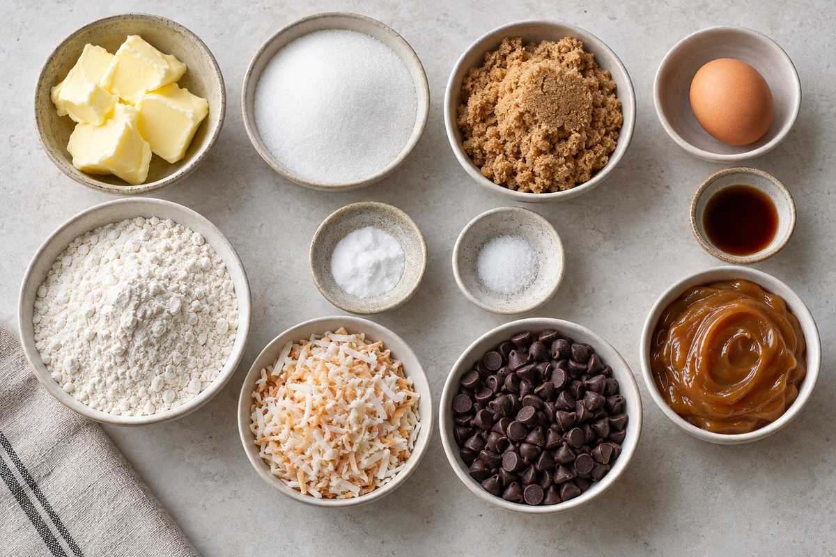 Exact measured ingredients for Stuffed Samoa Cookies