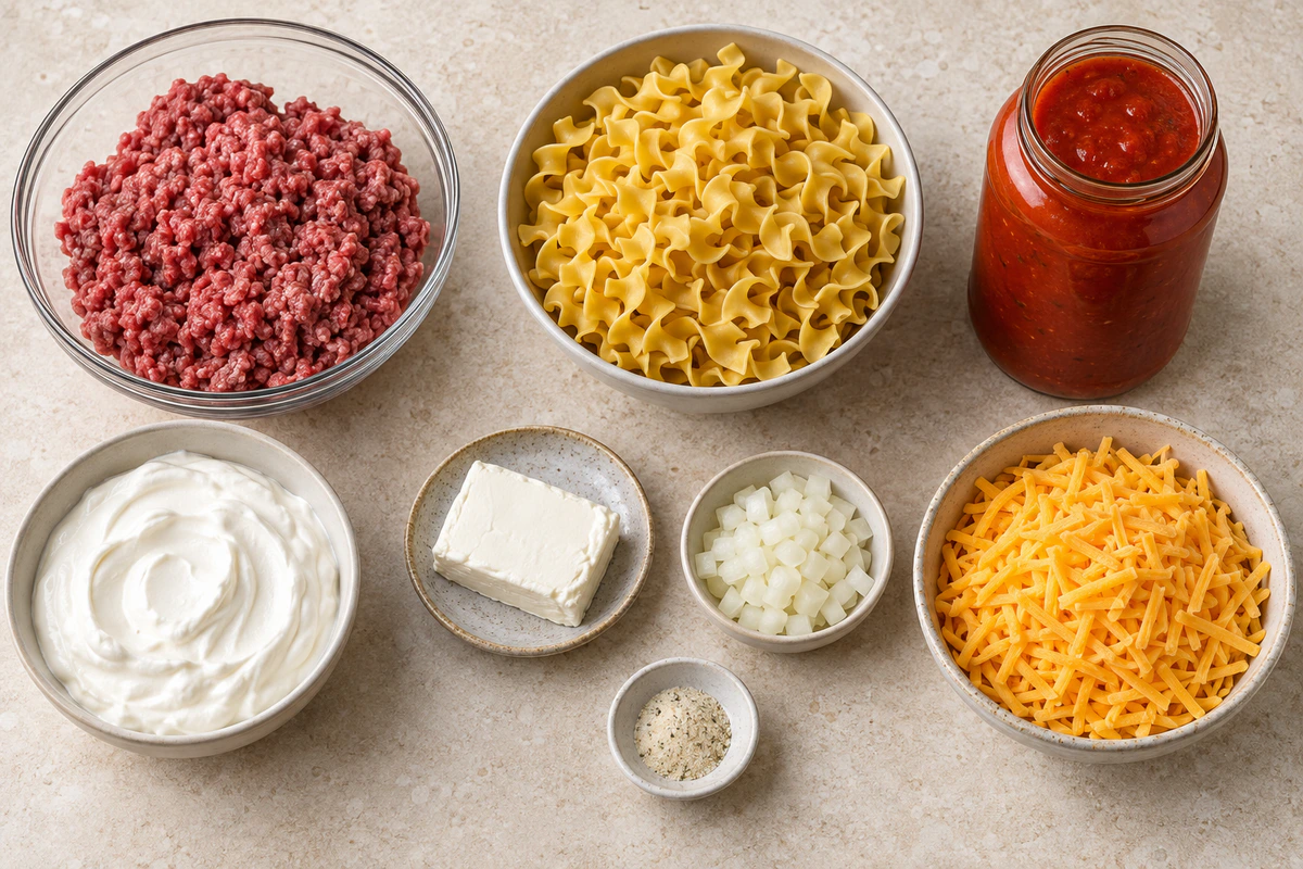 Exact measured ingredients for Classic Husband’s Delight Casserole