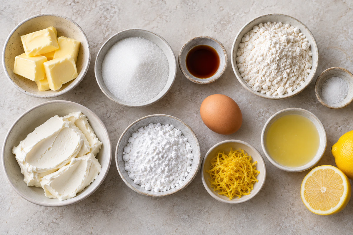 Exact measured ingredients for Lemon Cream Cheese Squares