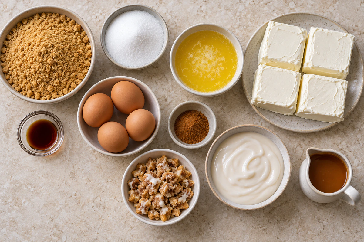 Exact measured ingredients for Honey Bun Cheesecake