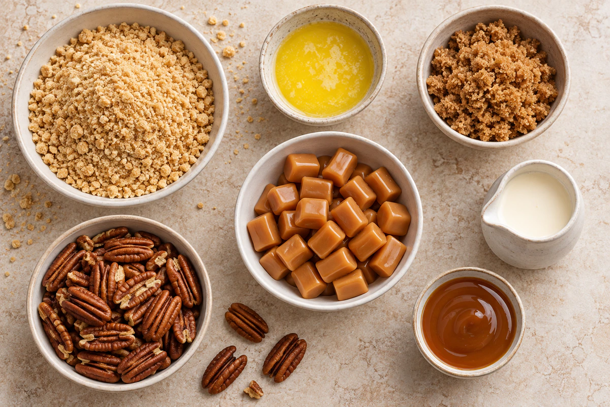 Exact measured ingredients for Extra Pecan Caramel Bites