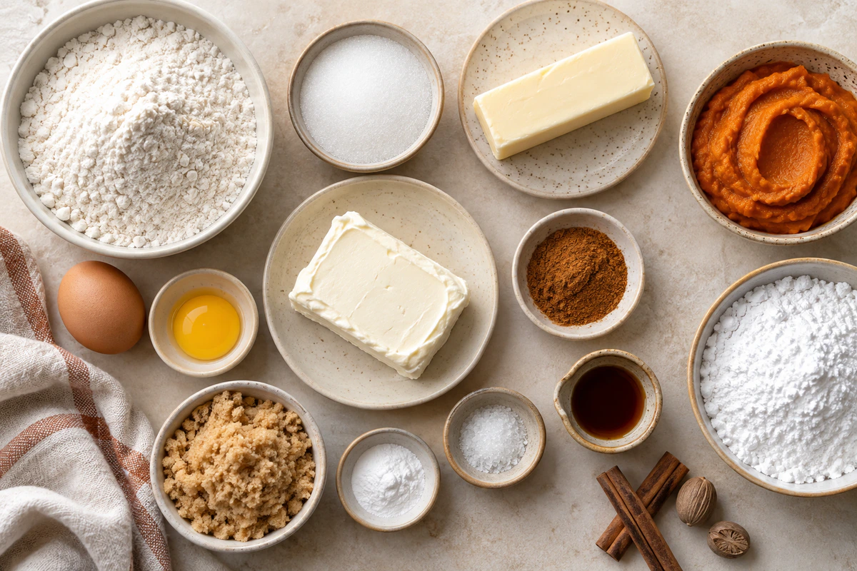 Exact measured ingredients for Pumpkin Spice Cheesecake-Stuffed Sugar Cookies
