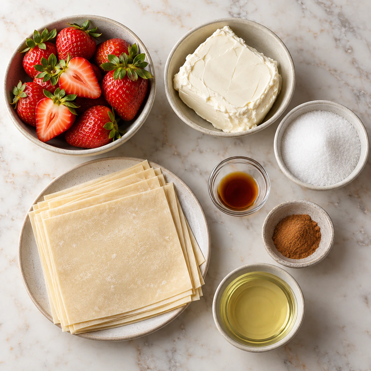 Exact measured ingredients for Strawberry Cheesecake Stuffed Eggrolls