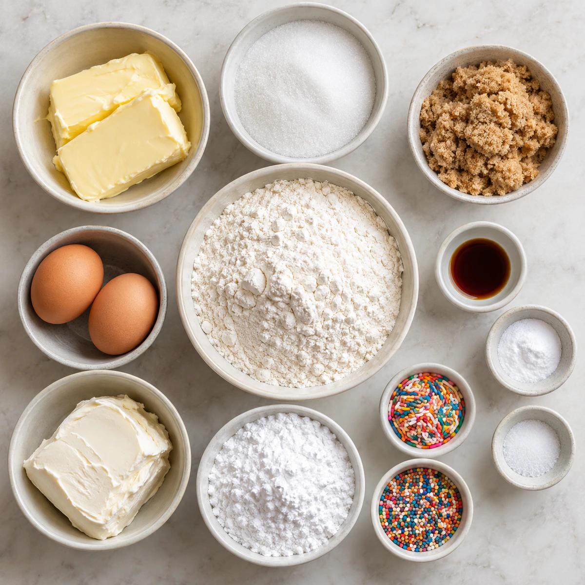 Exact measured ingredients for Funfetti Stuffed Cheesecake Cookies