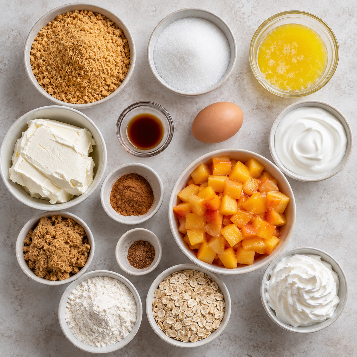 Exact measured ingredients for Peach Cobbler Cheesecake Cupcakes