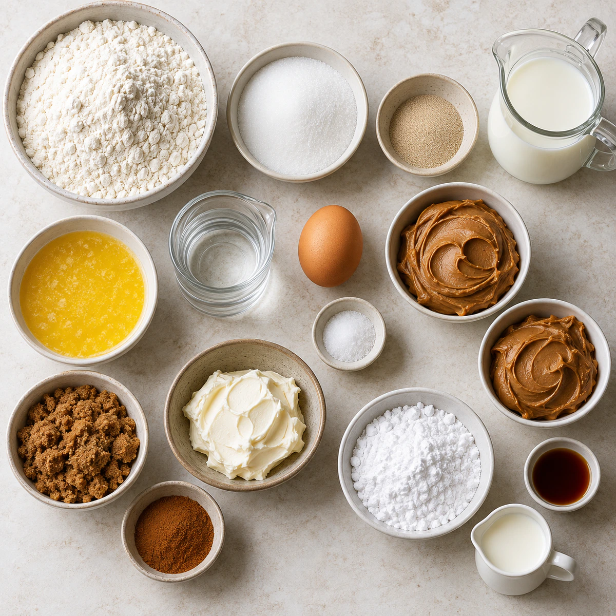Exact measured ingredients for Biscoff Cookie Butter Cinnamon Rolls
