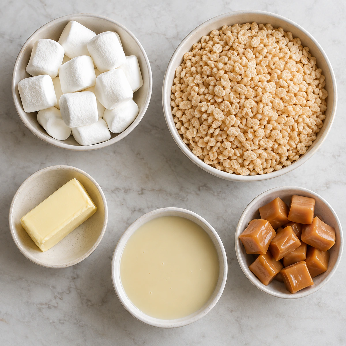 Exact measured ingredients for Marshmallow Rice Krispie Balls
