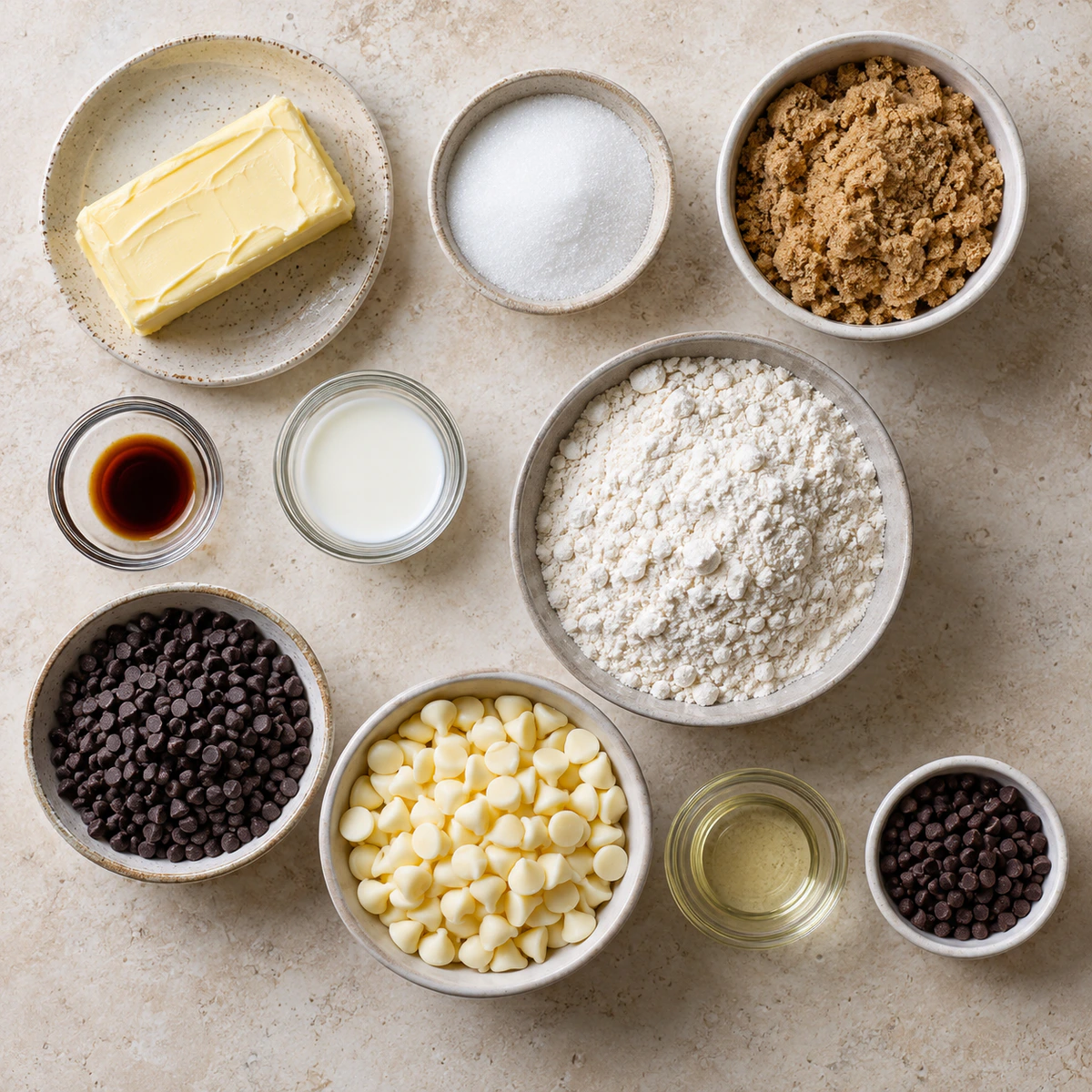 Exact measured ingredients for Chocolate Chip Cookie Dough Truffles