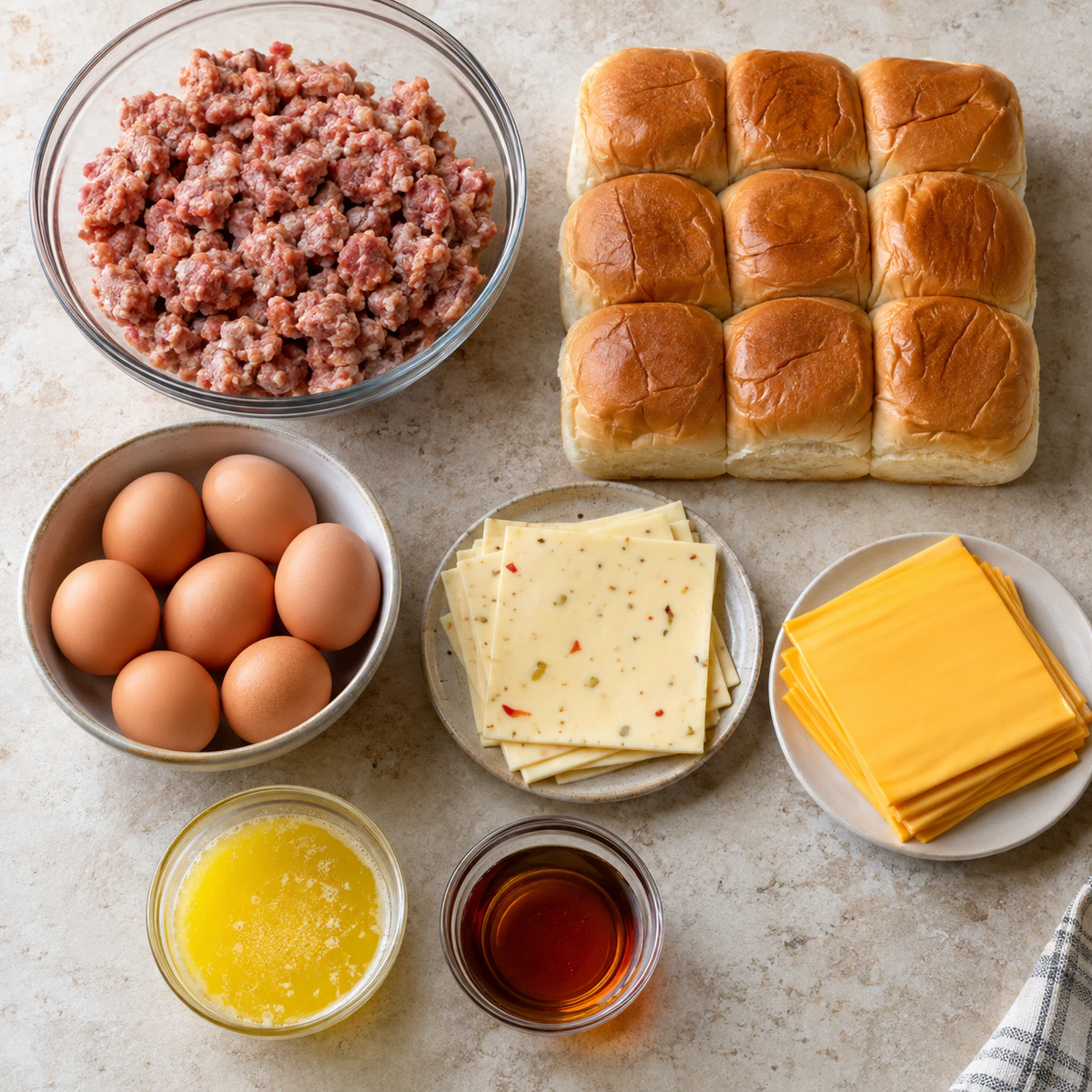 Exact measured ingredients for Breakfast Sliders