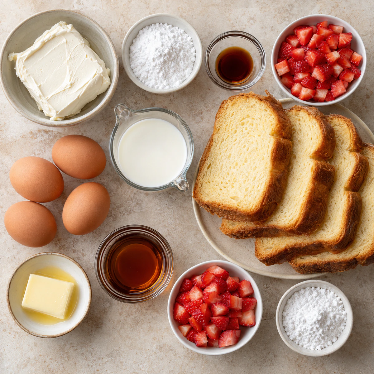 Exact measured ingredients for Beef French Toast With Cheesecake Essence