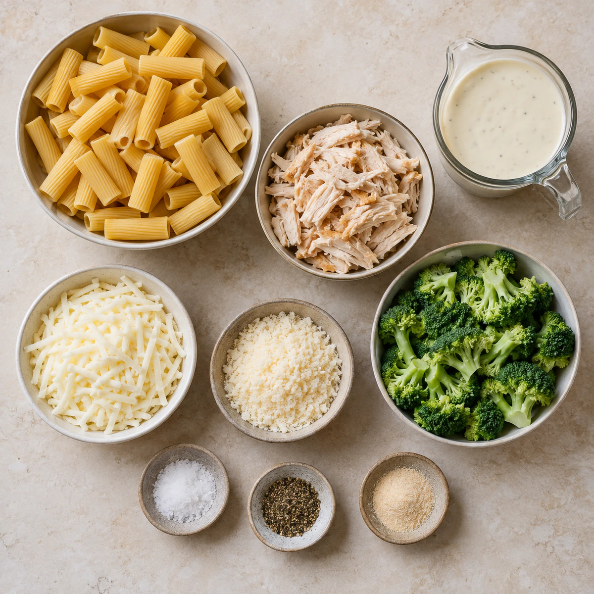 Exact measured ingredients for Chicken And Broccoli Baked Alfredo