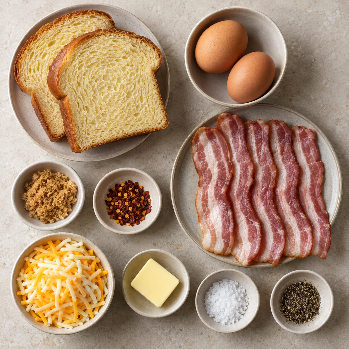 Exact measured ingredients for Egg-In-A-Hole Breakfast Sandwich