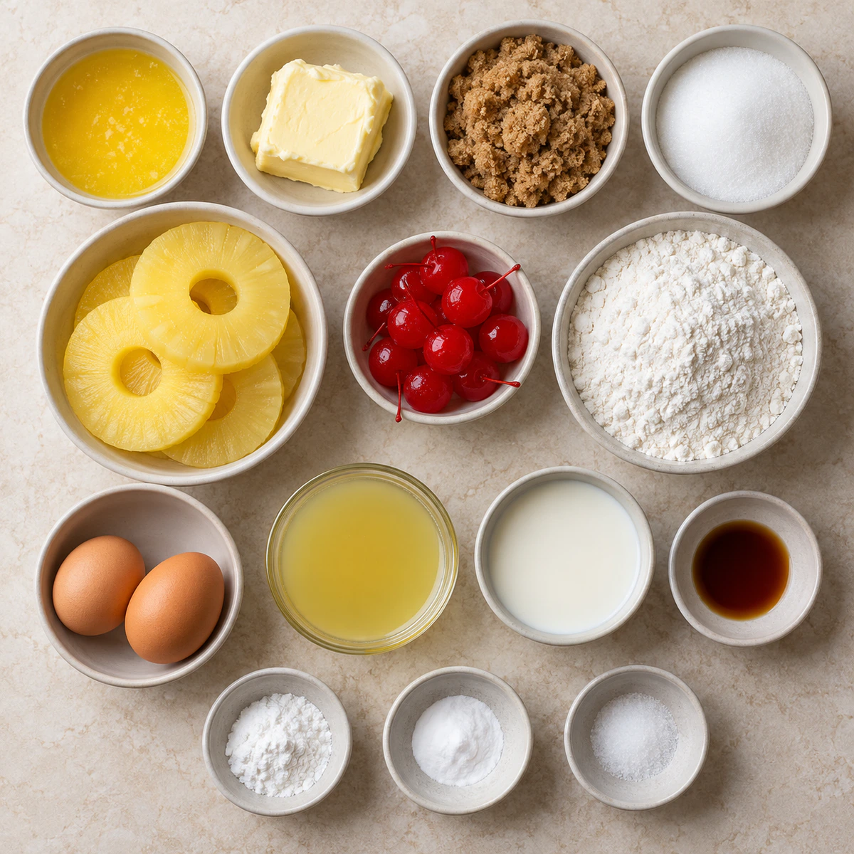 Exact measured ingredients for Pineapple Upside-Down Cupcakes