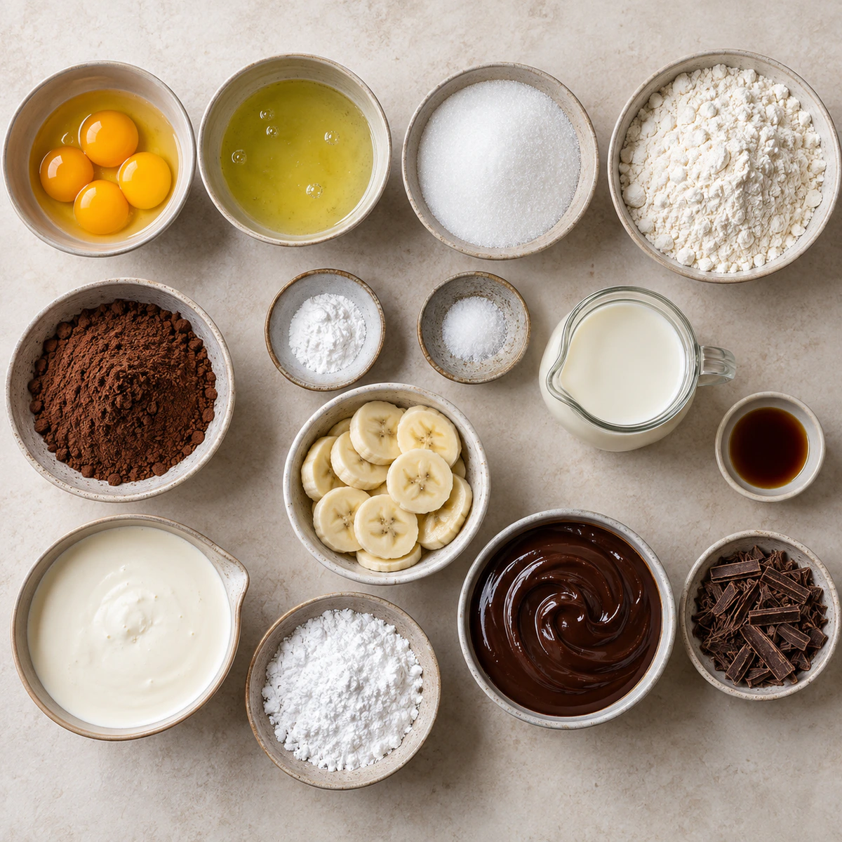 Exact measured ingredients for Banana Chocolate Dream Roll