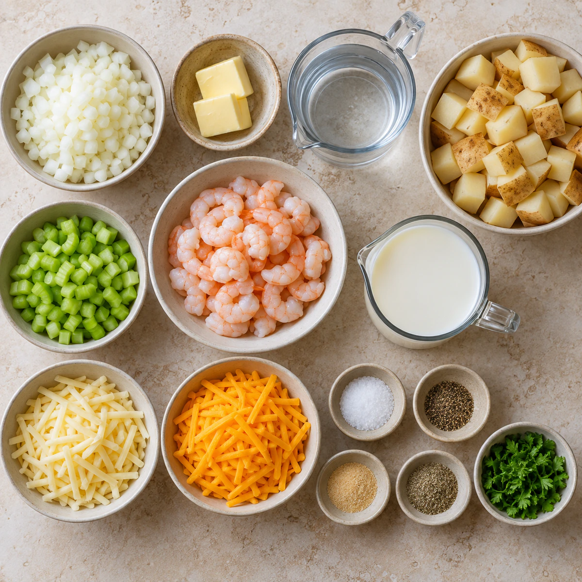 Exact measured ingredients for Shrimp Chowder